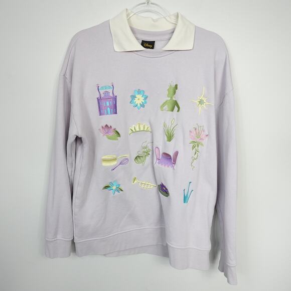 Disney The Princess and The Frog Icons Collared Crewneck Boxlunch Sweatshirt - Picture 1 of 9